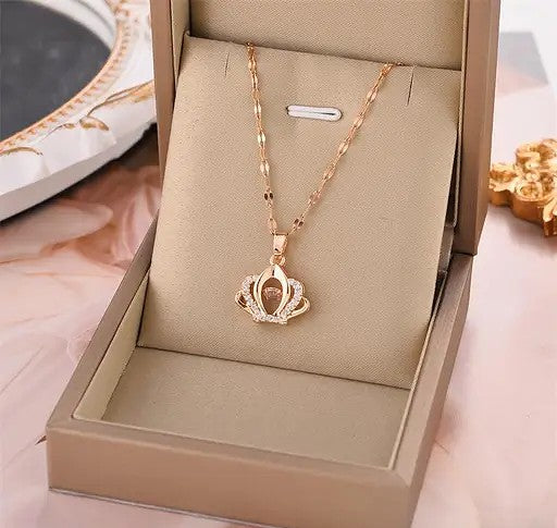 Queen Crown Rose Gold Plated Necklace