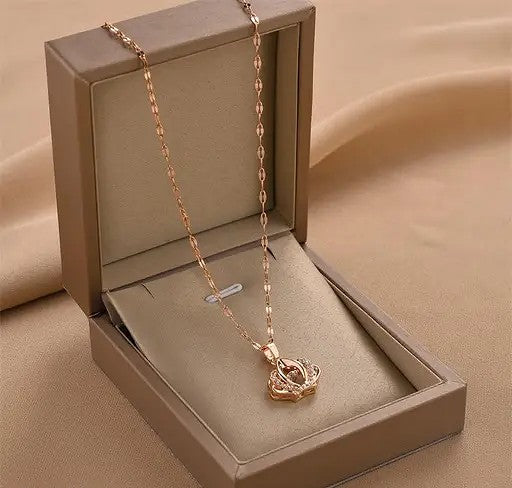 Queen Crown Rose Gold Plated Necklace