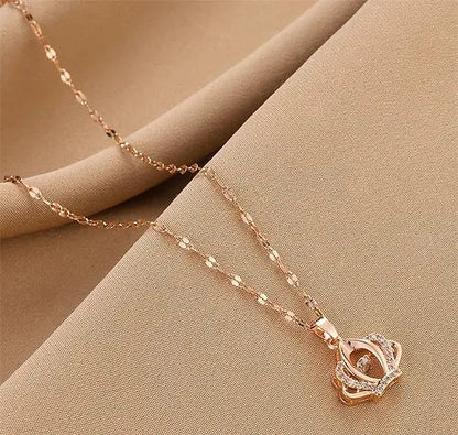 Queen Crown Rose Gold Plated Necklace